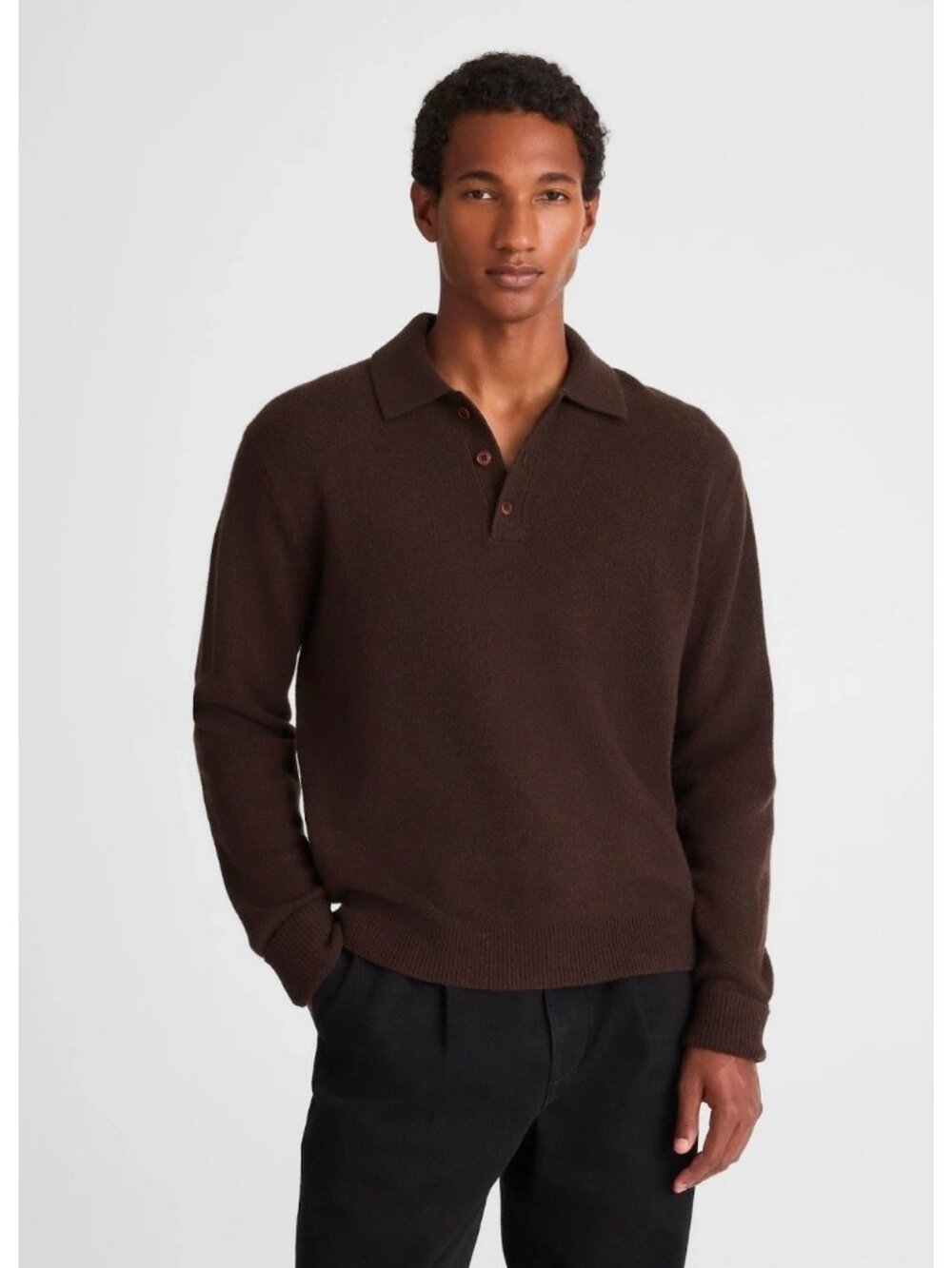 Men’s Madewell Brown Heritage Merino Wool Long Sleeve Polo Sweater S NWT